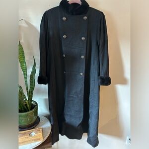 Vintage Wool Twill Made In Ireland Long Military Style Pea Coat